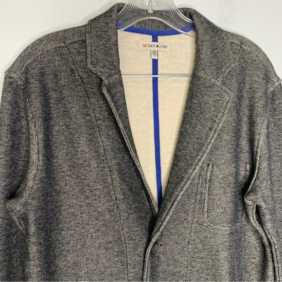 32 Bar Blues Men’s Heathered Black Cotton Terry Knit 2 Buttons Sport Coat S - Picture 3 of 11